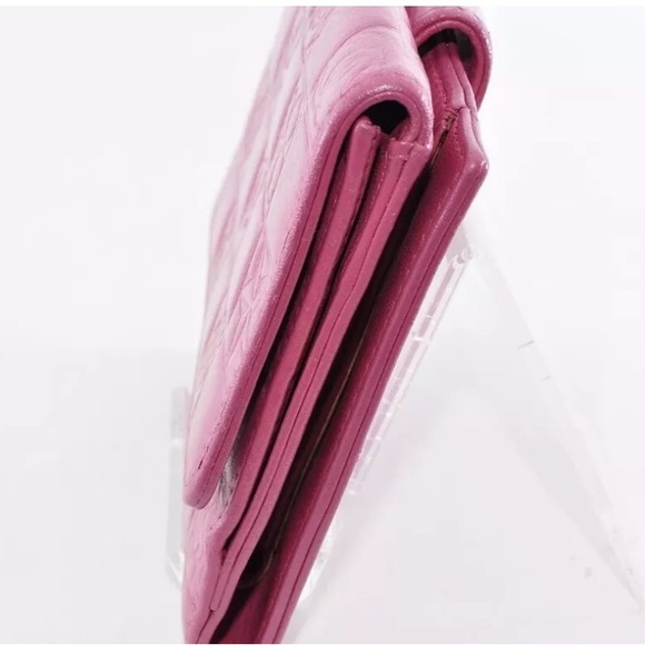 EUC Chanel Coco Mark 2005 Icon Bi-Fold Wallet Leather Pink w/Sticker,Card+Box - Picture 11 of 17